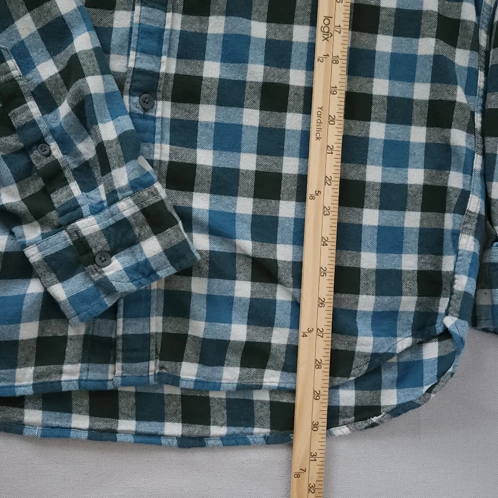 J.Crew Men’s Flannel Shirt Classic Fit‎ XL Blue Green Buffalo Check Plaid